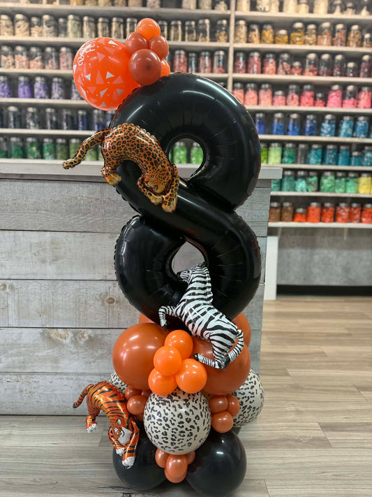 MONTAGE DE BALLONS ANIMAUX JUNGLE