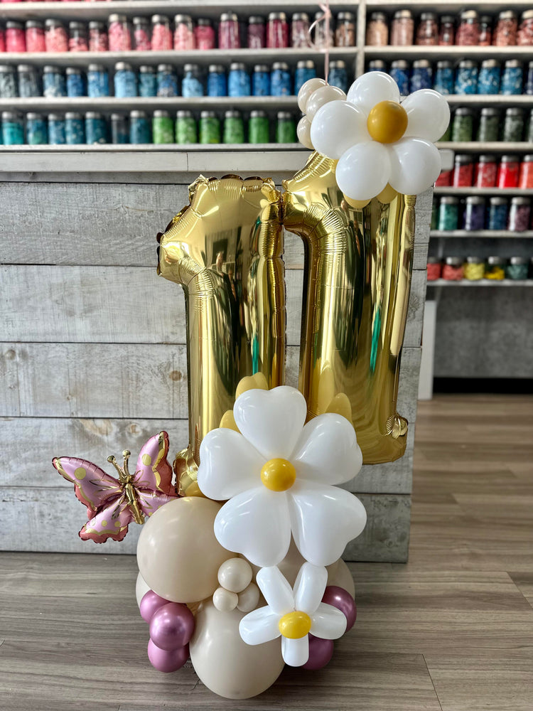MONTAGE DE BALLONS AGE/FLEURS