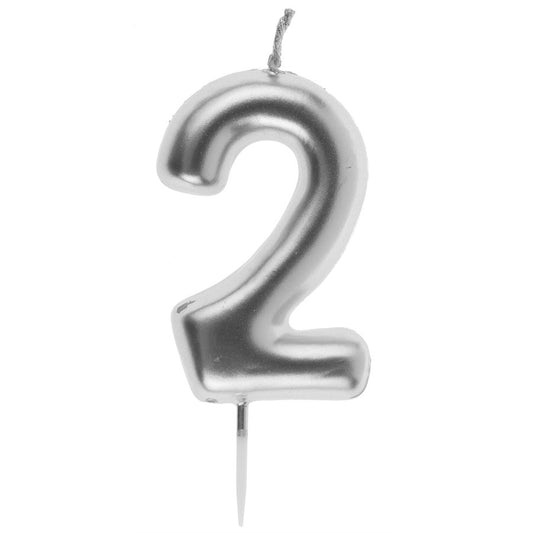 CHANDELLE CHIFFRE 2 ARGENT