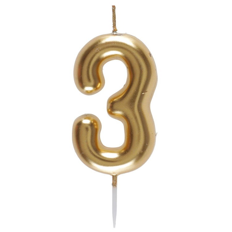 CHANDELLE CHIFFRE 3 OR