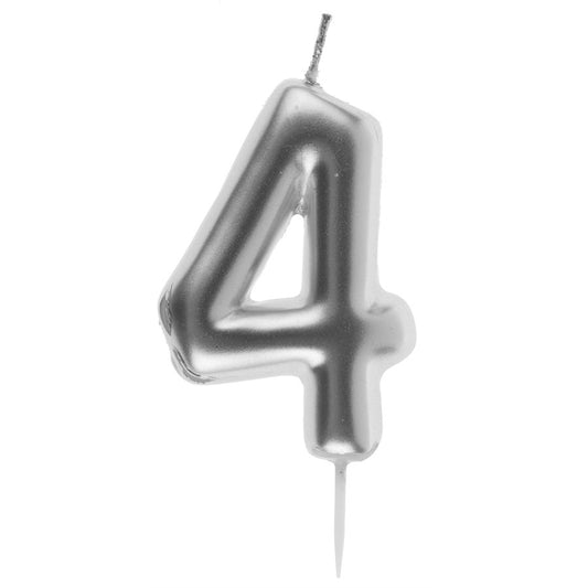 CHANDELLE CHIFFRE 4 ARGENT
