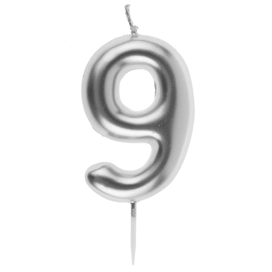 CHANDELLE CHIFFRE 9 ARGENT