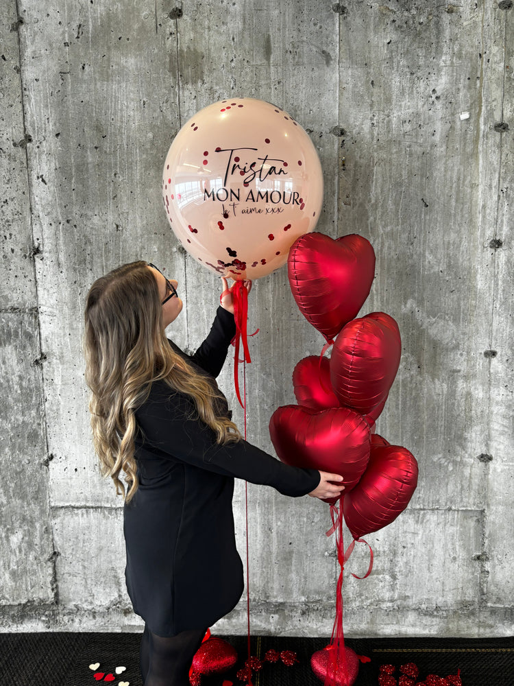 BOUQUET COEURS ET BULLE CONFETTIS