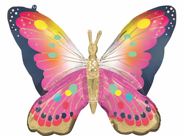 BALLON MYLAR PAPILLON ROSE