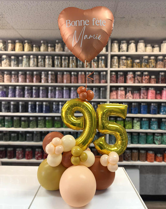 CENTRE DE TABLE ÂGE ET COEUR PERSONNALISÉ