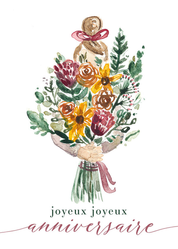 JOYEUX ANNIVERSAIRE FLEURS - Stéphanie Renière illustration