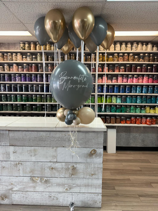 BALLON 24 POUCES PERSONNALISÉ AVEC PETITS BALLONS ET BALLONS AU PLAFOND