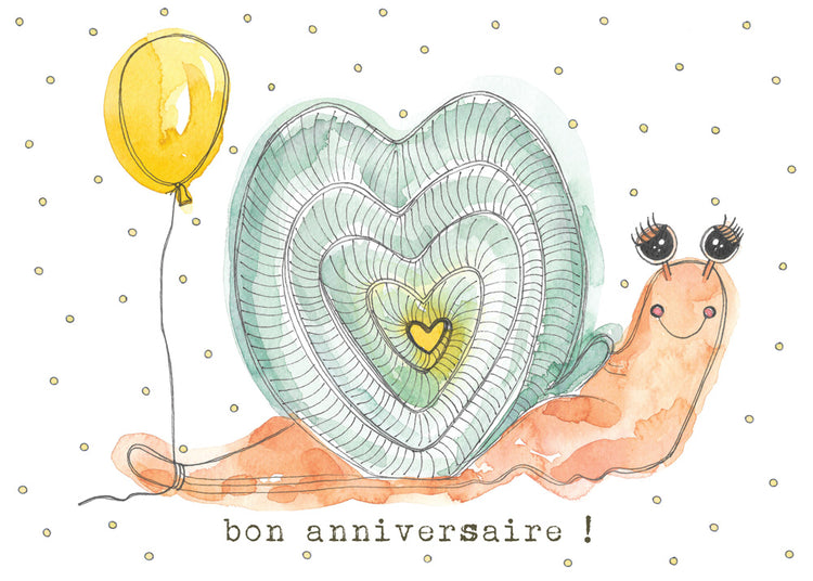 CARTE DE SOUHAIT BON ANNIVERSAIRE ESCARGOT