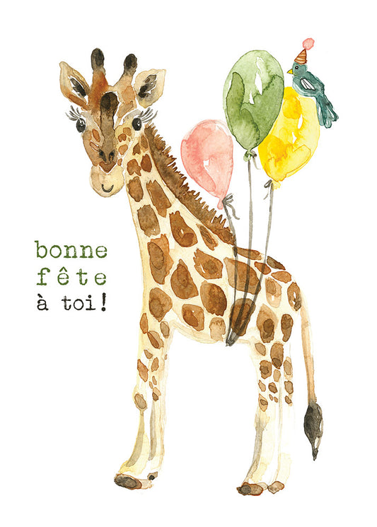 BONNE FÊTE GIRAFE - Stéphanie Renière illustration