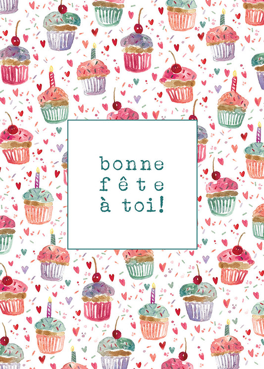 BONNE FÊTE À TOI CUPCAKES - Stéphanie Renière illustration