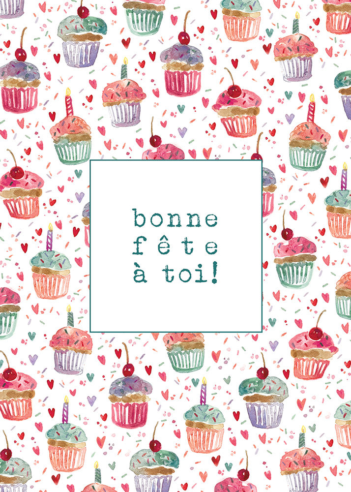 BONNE FÊTE À TOI CUPCAKES - Stéphanie Renière illustration