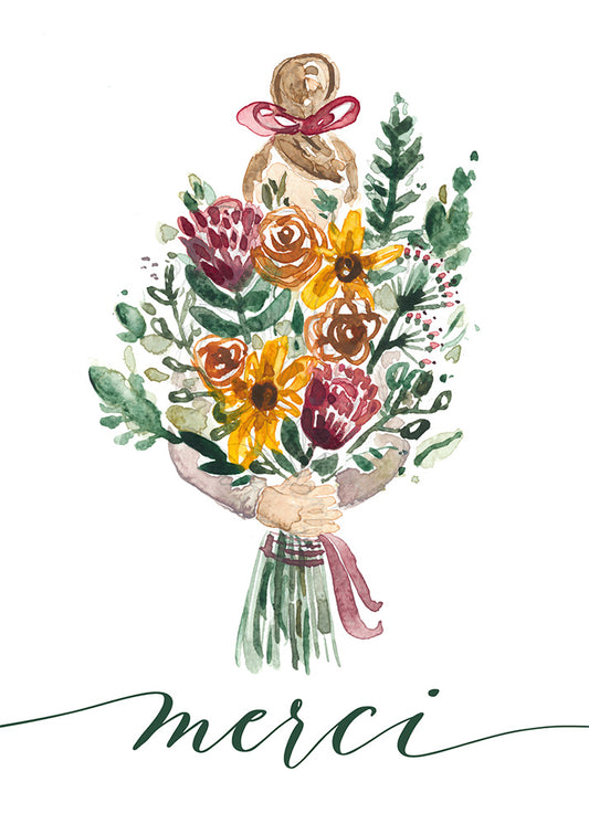 MERCI BOUQUET DE FLEURS - Stéphanie Renière illustration