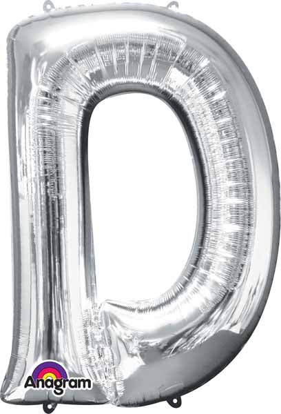 BALLON MYLAR LETTRE 16 POUCES ARGENT D