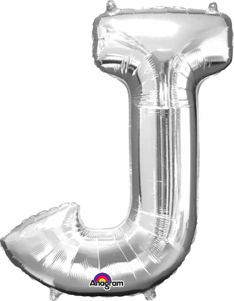 BALLON MYLAR LETTRE 16 POUCES ARGENT J