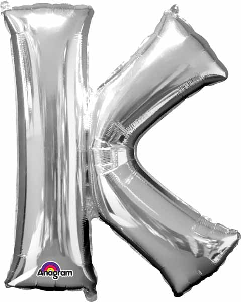 BALLON MYLAR LETTRE 16 POUCES ARGENT K