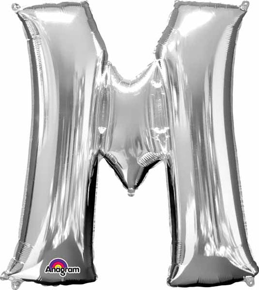 BALLON MYLAR LETTRE 16 POUCES ARGENT M
