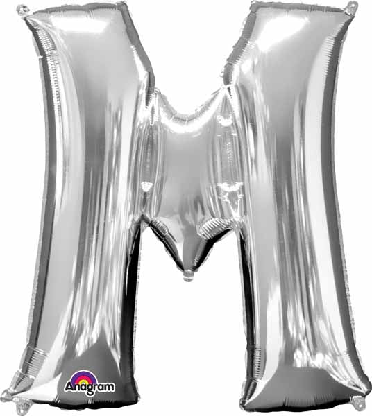 BALLON MYLAR LETTRE 16 POUCES ARGENT M