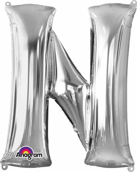 BALLON MYLAR LETTRE 16 POUCES ARGENT N