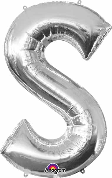 BALLON MYLAR LETTRE 16 POUCES ARGENT S