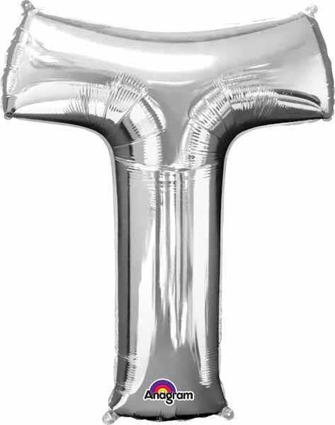 BALLON MYLAR LETTRE 16 POUCES ARGENT T