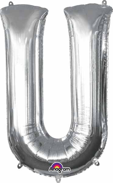 BALLON MYLAR LETTRE 16 POUCES ARGENT U