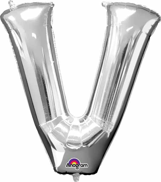 BALLON MYLAR LETTRE 16 POUCES ARGENT V