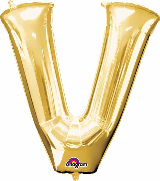 BALLON MYLAR LETTRE 16 POUCES OR V
