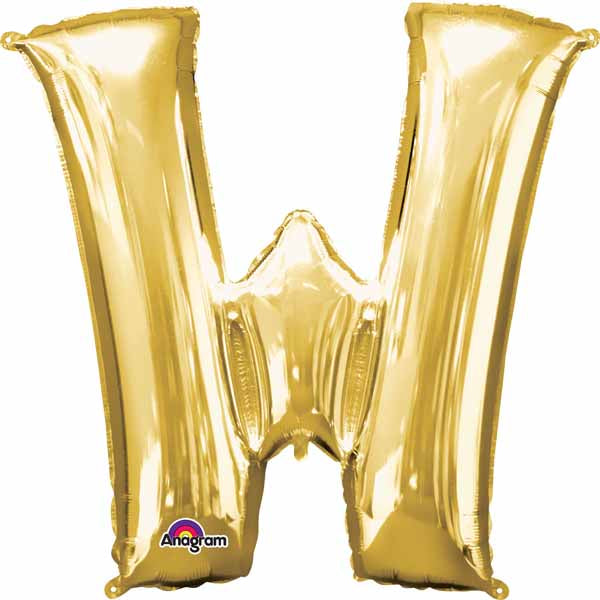 BALLON MYLAR LETTRE 16 POUCES OR W