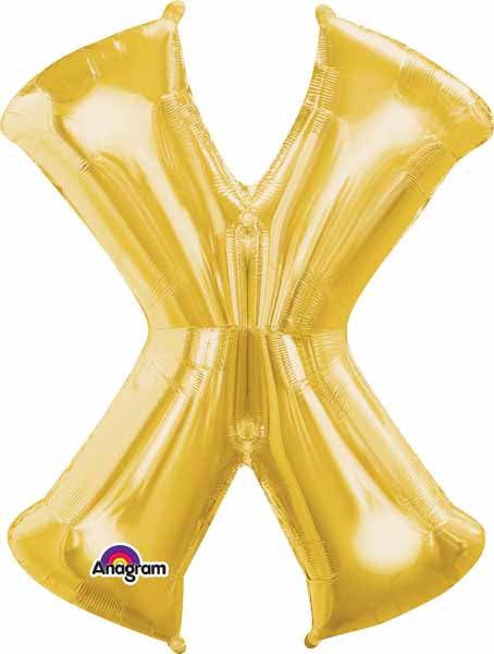 BALLON MYLAR LETTRE 16 POUCES OR X