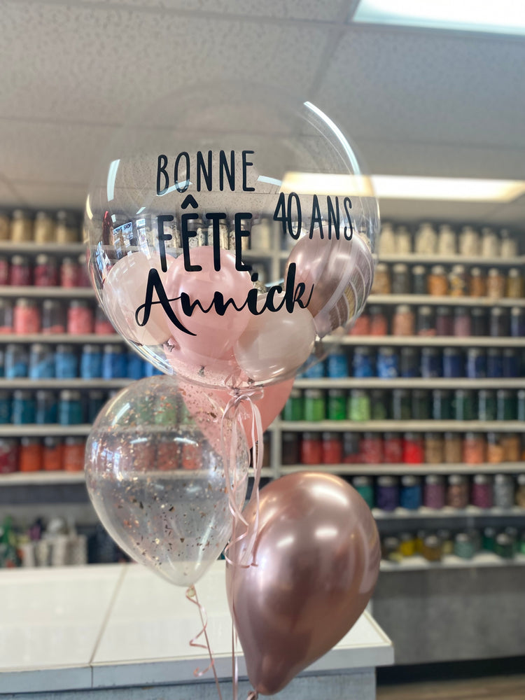 BOUQUET DE BALLONS BULLE PERSONNALISÉ ET PAILLETTE