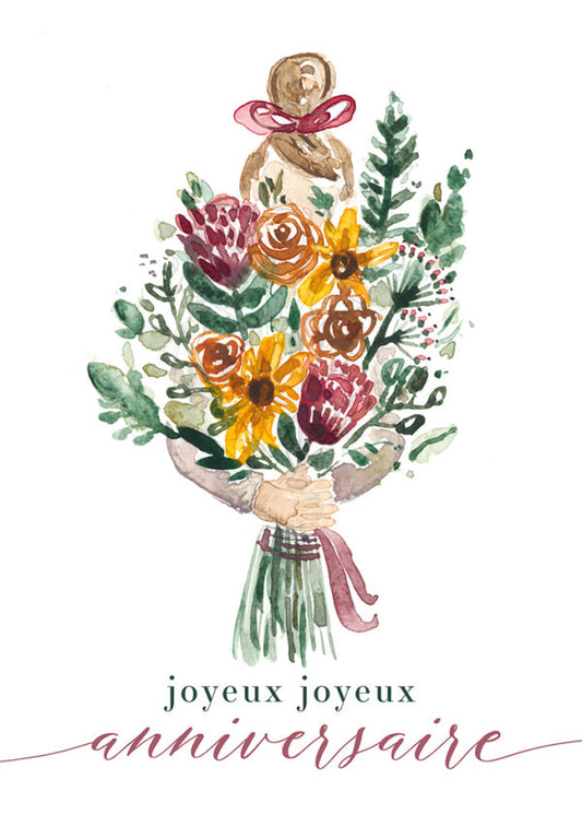 JOYEUX ANNIVERSAIRE FLEURS  - Stéphanie Renière illustration