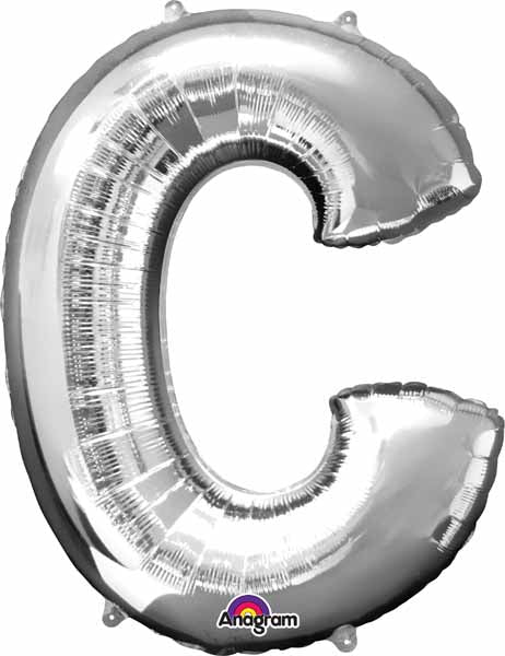 BALLON MYLAR LETTRE 16 POUCES ARGENT C