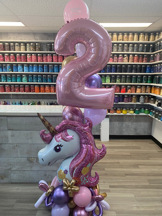 MONTAGE DE BALLONS LICORNE